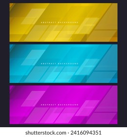 Montaje de tres modernas pancartas. Colección de fondos abstractos de negocios geométricos con formas geométricas. Ilustración del vector
