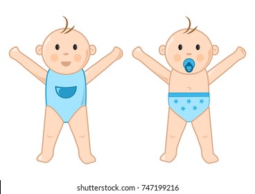 Colored set of boy baby. Vector illustration