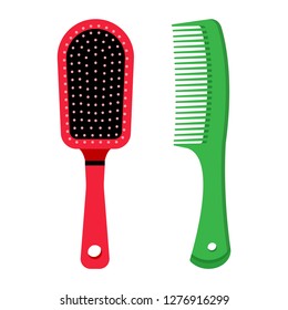 Colored set of different hair combs. Vector illustration