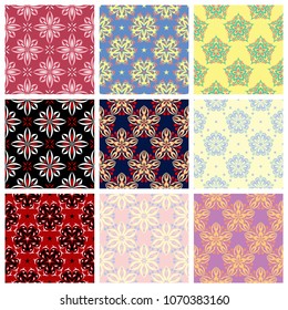 Colored set with flower elements. Floral seamless pattern. 