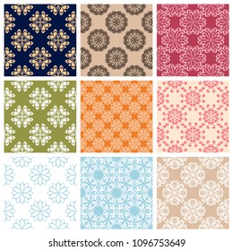 Colored set with flower elements. Floral seamless pattern. 