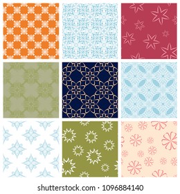 Colored set with flower elements. Floral seamless pattern. 