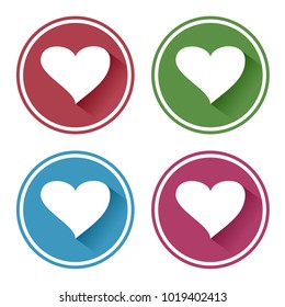 Colored set of heart icon with shadow. Vector illustration