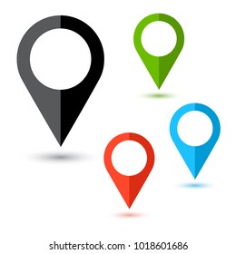 Colored set of map pointer icon. Location symbol. Vector illustration