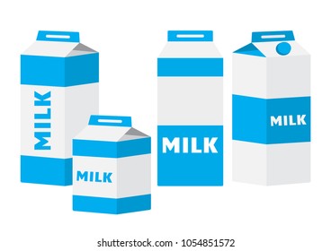 Colored Set Of Milk Carton Packages. Vector Illustration