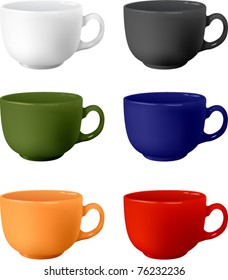 colored set mugs vector illustration