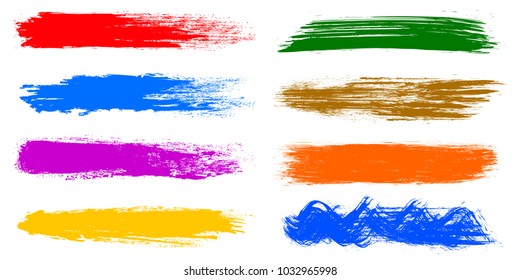 Colored Set Of Paint, Brush Strokes – For Stock