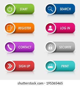 Colored set rectangular web buttons template