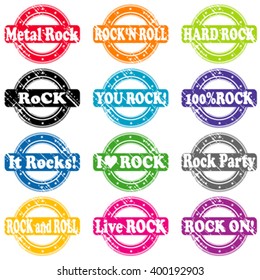 Colored set of rock and roll music stamps