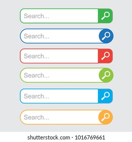 Colored set of search bars, template for internet searching. Web search field. Vector illustration