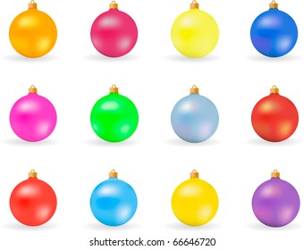 colored set of shiny christmas balls