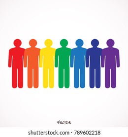 Colored seven people isolated on white background in simple flat style. Graphic clip-art design elements save in vector illustration 8