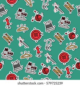 Colored sewing pattern. Sewing tools collection, colorful background vector. Fashion illustration, profession clothier. Decorative wallpaper, good for printing