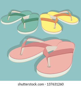 Colored shales and slippers. vector illustration