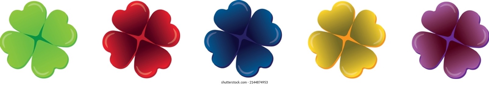 Colored Shamrocks on white background. Vector