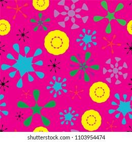 Colored shapes on pink background