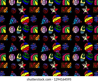 Colored Shapes Pattern on dark background