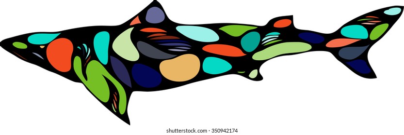 Colored shark, doodling