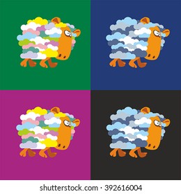 Colored sheep. Simple vector.