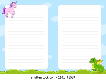 Colored sheet template for notes. Paper page for journal, notebook, diary, letters, schedule, organizer.