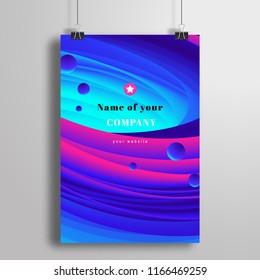 Colored sheets and drops. Vector poster that hangs on binders. Place for your text.