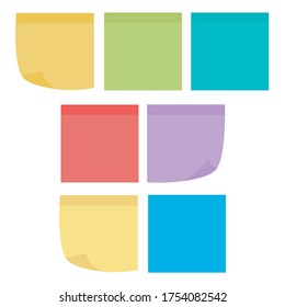 Colored sheets of note papers vector illustration. Multicolor post it notes isolated