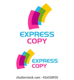 Colored sheets. Printing services, express print & copy, media center, print house, photo studio. Logo template.