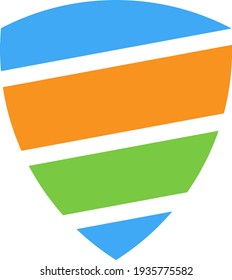 Farbiges Schild flach Symbol. Schutzpiktogramm. Sicheres Symbol. Logo-Design. Für Service- und Sicherheitsfirmen und Sicherheitsillustrationen. Vektorgrafik.