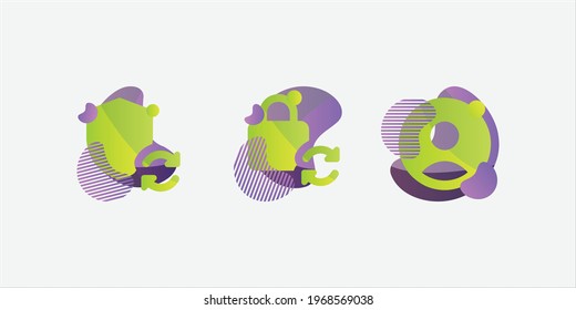 Farbiges Schild Symbol, Blocksymbol, Profilsymbol, modernes Design, grüne violette Symbole, Icon Pack, organische Formen Icons, Website-Icons, dekoriert.