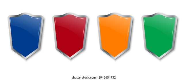 Colored shields for decoration design. Medieval shield. Round shape. Banner design. Stock vector image. EPS 10.