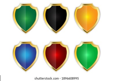 farbige Schilde im klassischen Stil. Schild Symbol Vektor. Stockbild. EPS10.