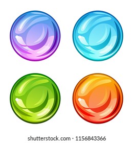 Colored shiny drops set on a white background