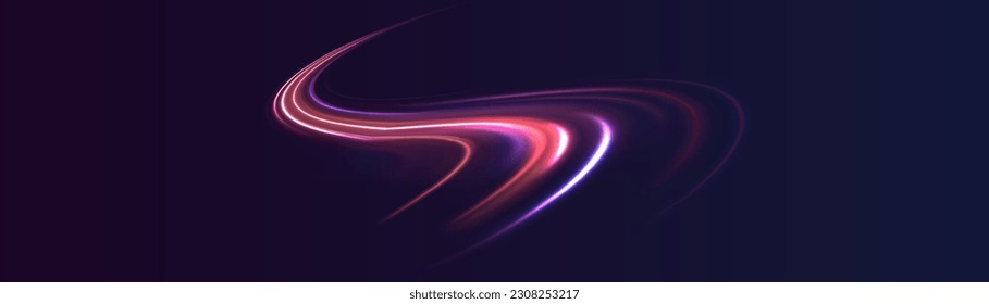 Colored shiny sparks of spiral wave. Curved bright speed line swirls. Shiny wavy path. Rotating dynamic neon circle. Magic golden swirl with highlights. Glowing swirl bokeh effect. vector png