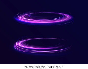 Colored shiny sparks of spiral wave. Curved bright speed line swirls. Shiny wavy path. Rotating dynamic neon circle. Magic golden swirl with highlights. Glowing swirl bokeh effect. vector png