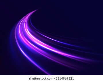 Colored shiny sparks of spiral wave. Curved bright speed line swirls. Shiny wavy path. Rotating dynamic neon circle. Magic golden swirl with highlights. Glowing swirl bokeh effect. vector png