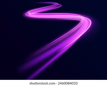 Chispas brillantes de color de onda espiral. La línea curva de velocidad brillante gira. Efecto reactivación de vórtice de Vector. Líneas de remolino eléctrico, efecto de luz de neón. Abstractas ondas de energía mágica.