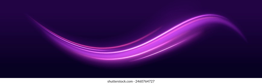 Chispas brillantes de color de onda espiral. La línea curva de velocidad brillante gira. Efecto reactivación de vórtice de Vector. Líneas de remolino eléctrico, efecto de luz de neón. Abstractas ondas de energía mágica.