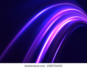 Colored shiny sparks of spiral wave. Curved bright speed line swirls. Shiny wavy path. Rotating dynamic neon circle. Magic golden swirl with highlights. Glowing swirl bokeh effect. vector png