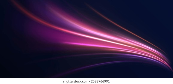 Colored shiny sparks of spiral wave. Curved bright speed line swirls. Shiny wavy path. Rotating dynamic neon circle. Magic golden swirl with highlights. Glowing swirl bokeh effect. vector png