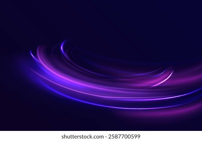 Colored shiny sparks of spiral wave. Curved bright speed line swirls. Shiny wavy path. Rotating dynamic neon circle. Magic golden swirl with highlights. Glowing swirl bokeh effect. vector png