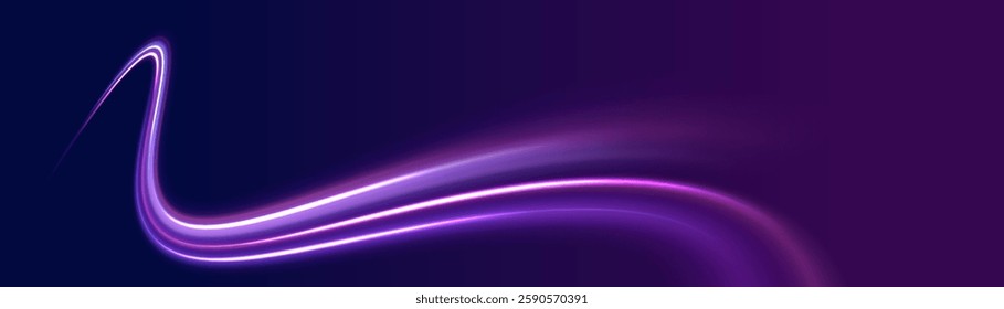 Colored shiny sparks of spiral wave. Curved bright speed line swirls. Shiny wavy path. Rotating dynamic neon circle. Magic golden swirl with highlights. Glowing swirl bokeh effect. vector png