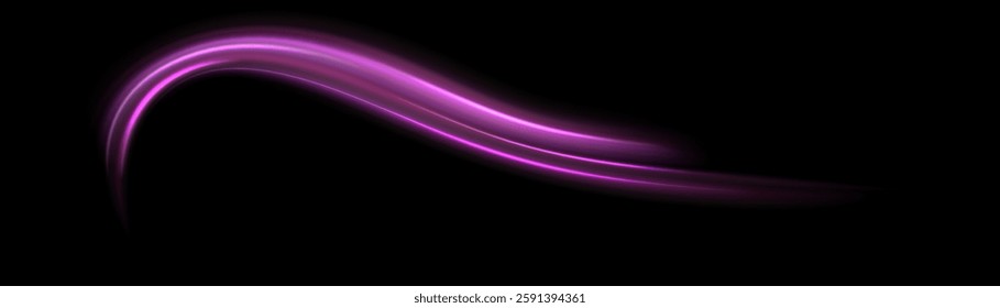 Colored shiny sparks of spiral wave. Curved bright speed line swirls. Shiny wavy path. Rotating dynamic neon circle. Magic golden swirl with highlights. Glowing swirl bokeh effect. vector png