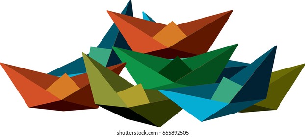 Colored, shipwrecked and stacked shipboards