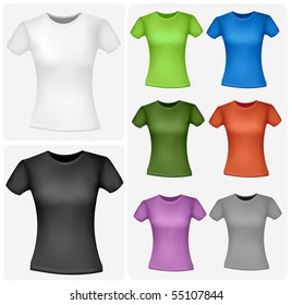 Colored shirts (women). Photo-realistic vector illustration.