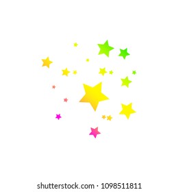 Colored Shooting Star with Elegant Star Trail on White Background