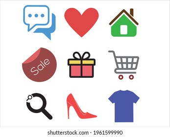 colored shopping icons can be used in commercial use