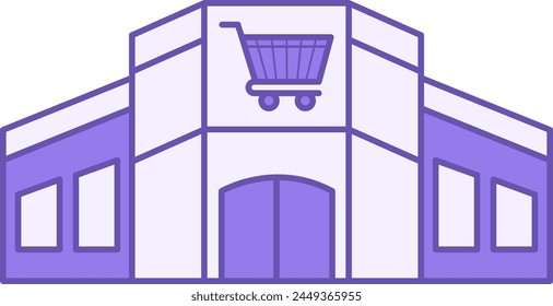 Colored Shopping Mall Icon. Vector Icon of Modern Shopping Center Building. Supermarket, Shop. Shopping and Architecture Concept