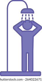 Colored Shower Icon. Vector Illustration. Man Washing Under Shower. Cleanliness, Disinfection. Hygiene Concept