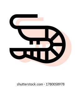 Colored Shrimp icon vector in flat design. Concept for animal. Eps10 vector illustration.