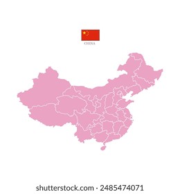 Silueta y color (rosa) mapa de China